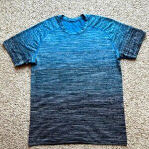 LululemonMen's Blue Black Gradient Stripe Tech T-Shirt Tee Shirt Top Sz L